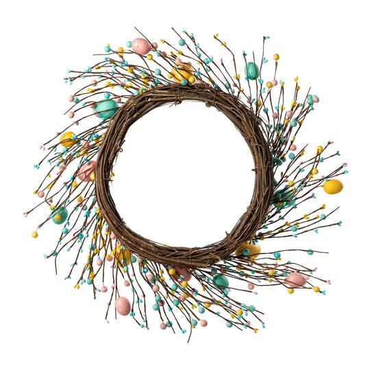 Glitzhome® 22" Pastel Easter Egg Wreath